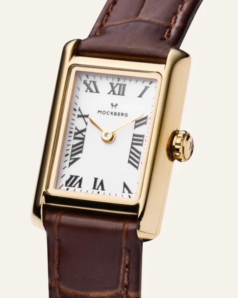 Mockberg Timeless Brown Leather Gold Watch MB0247>Klockor Best