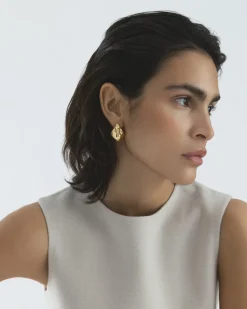 Wavy Bolded Drop Örhängen Guld><noscript><img width=