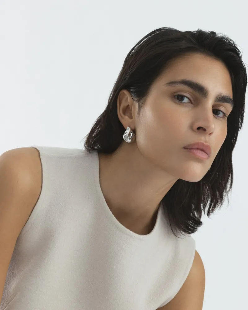 Wavy Bolded Drop Örhängen Silver>Mockberg Sale