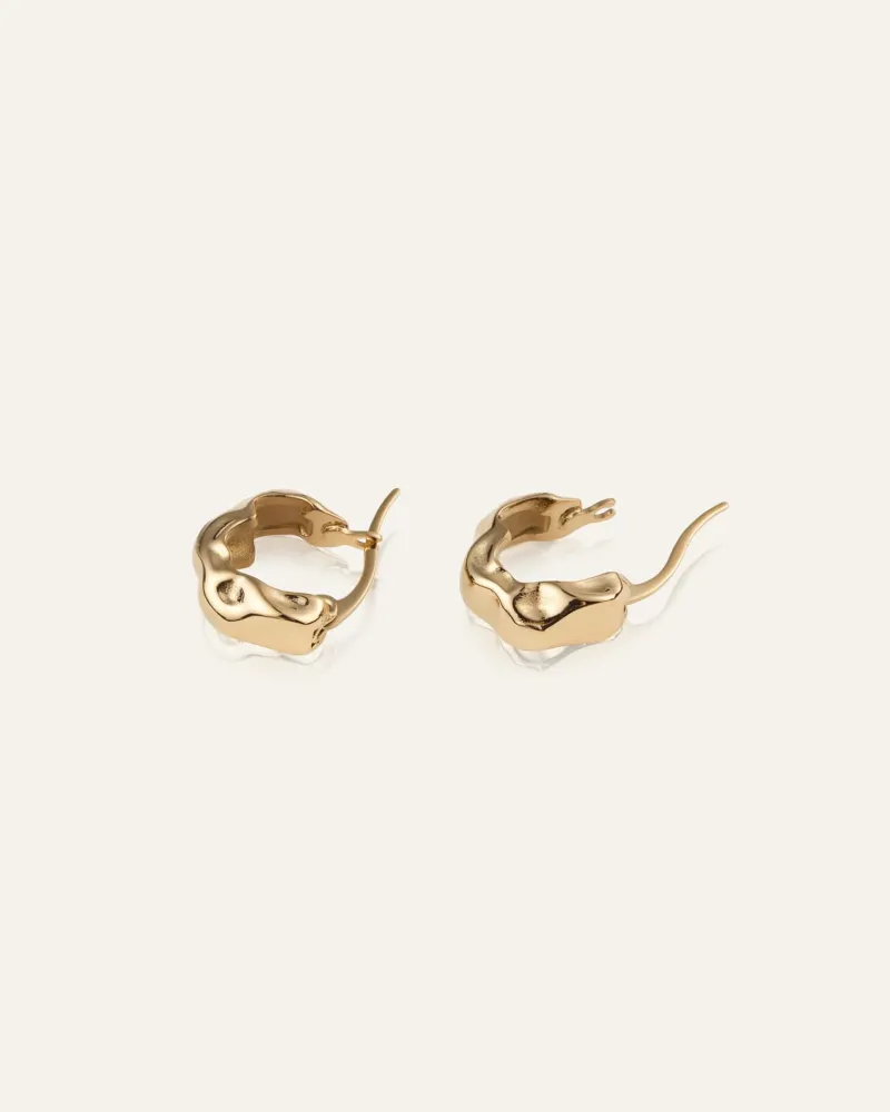 Wavy Bolded Mini Örhängen Hoops Guld>Mockberg Sale