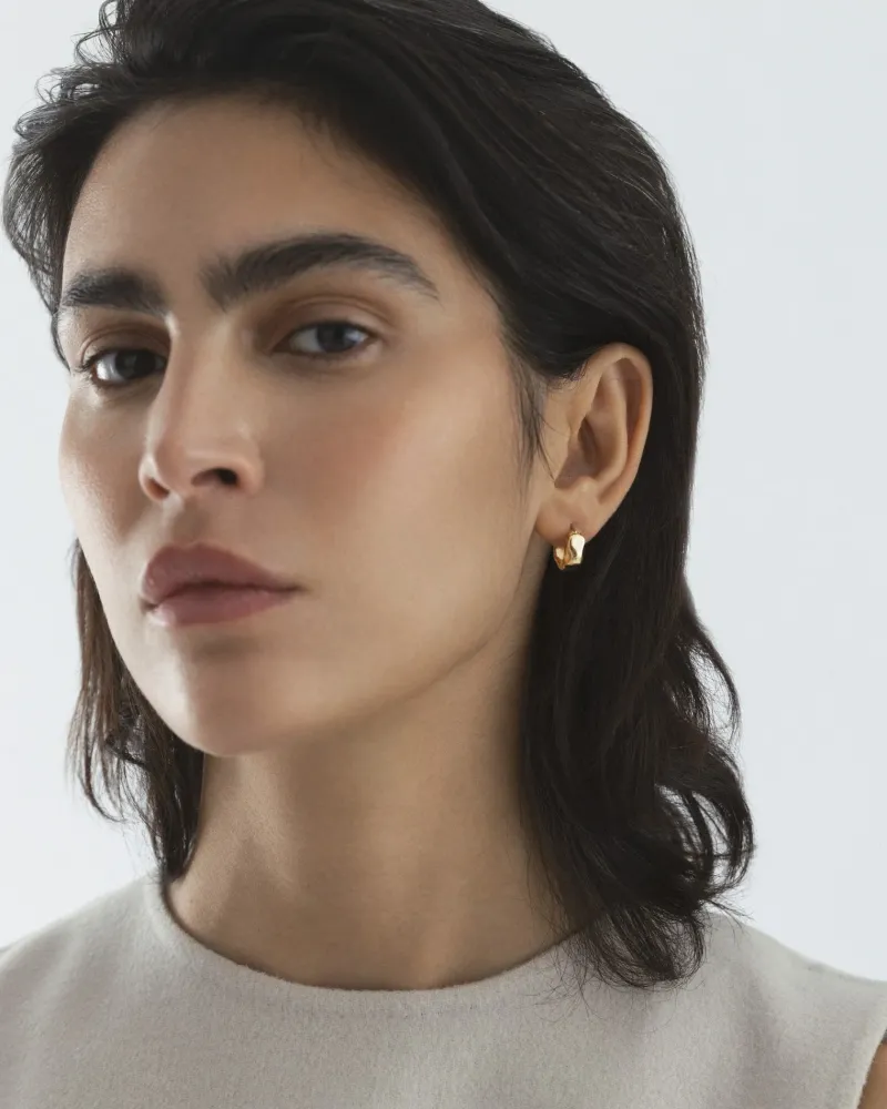 Wavy Bolded Mini Örhängen Hoops Guld>Mockberg Sale