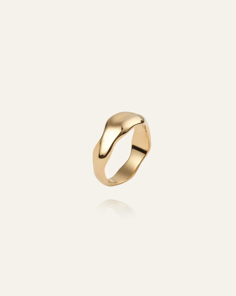 Wavy Bolded Ring Guld>Mockberg Sale