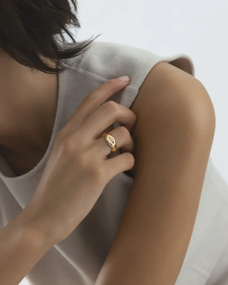 Wavy Bolded Ring Guld>Mockberg Sale
