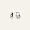 Wavy Bolded Small Örhängen Silver Hoops>Mockberg