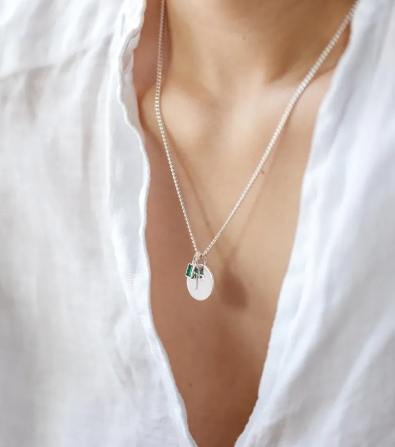 Syster P Beloved Squared Hänge Green Onyx Silver>Berlocker Online