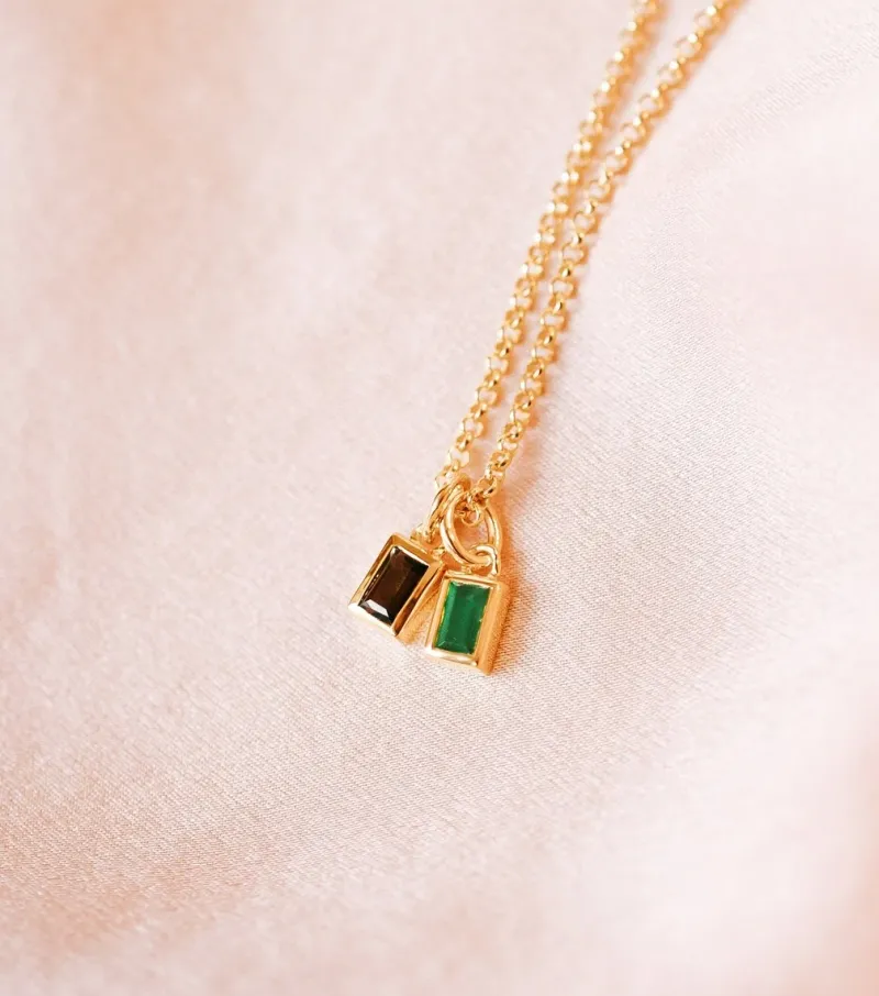 Syster P Beloved Squared Hänge Green Onyx Guld>Berlocker Online