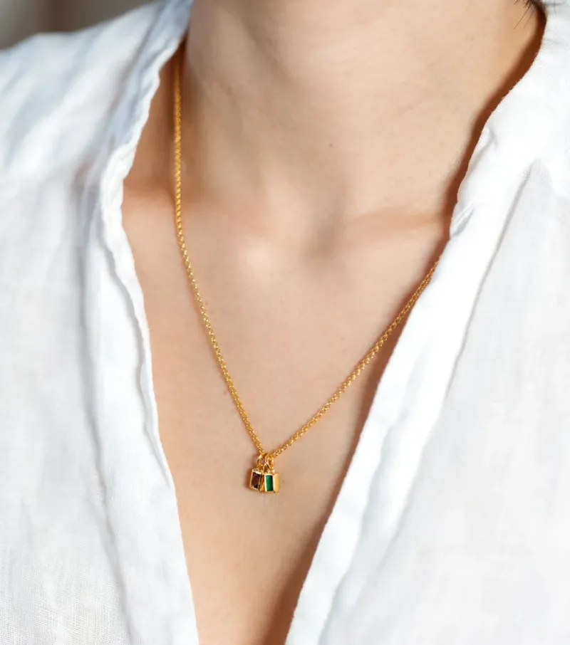 Syster P Beloved Squared Hänge Green Onyx Guld>Berlocker Online
