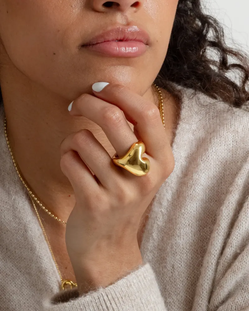 Syster P Bolded Heart Ring Guld>Ringar Best