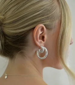 Syster P Bolded Little Sis Hoops Silver><noscript><img width=