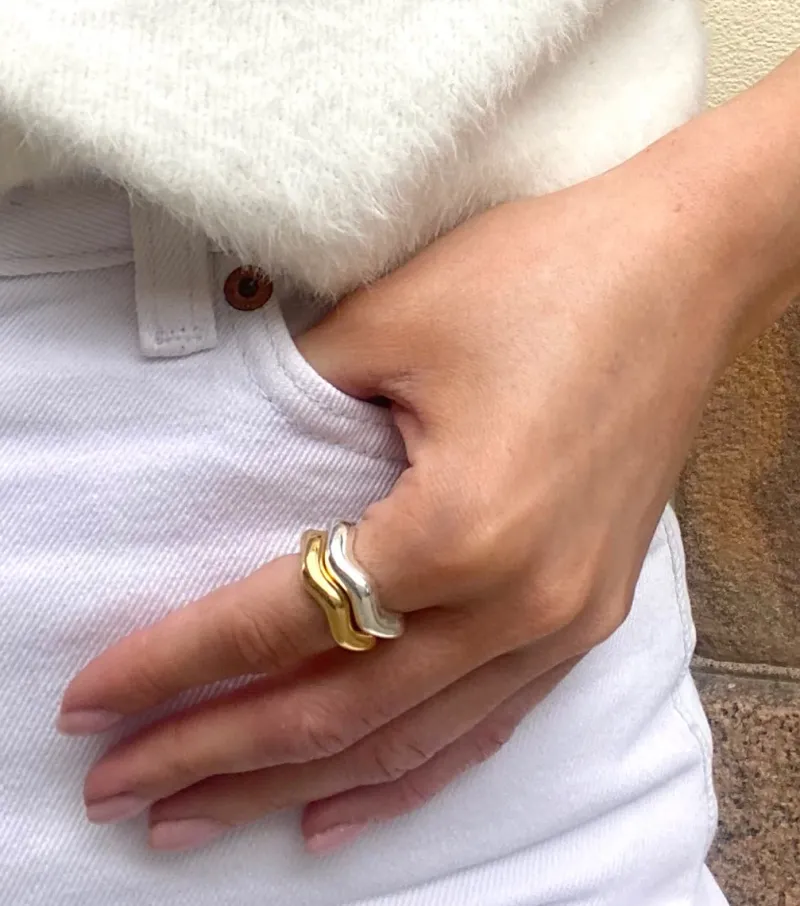 Syster P Bolded Wavy Ring Guld>Ringar Best