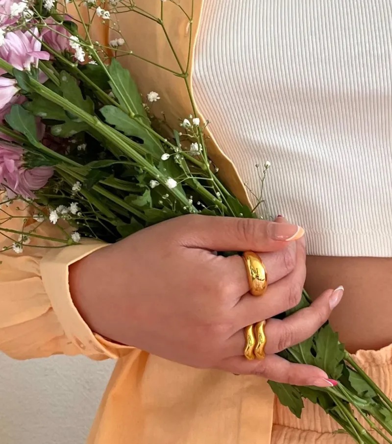 Syster P Bolded Wavy Ring Guld>Ringar Best