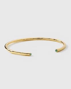 Syster P Florentina Bangle Guld Green Jade>Armband Outlet