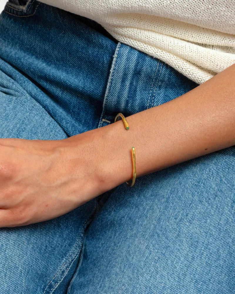 Syster P Florentina Bangle Guld Green Jade>Armband Outlet
