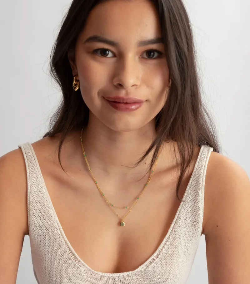 Syster P Florentina Guld Grön Jade>Halsband Clearance