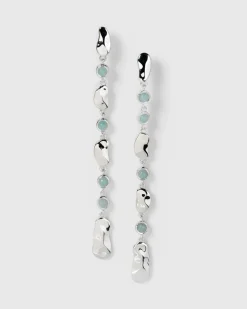 Syster P Florentina Long Silver Aquamarine>Örhängen Outlet