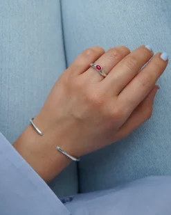 Syster P Floretina Ring Silver Pink Quartz><noscript><img width=