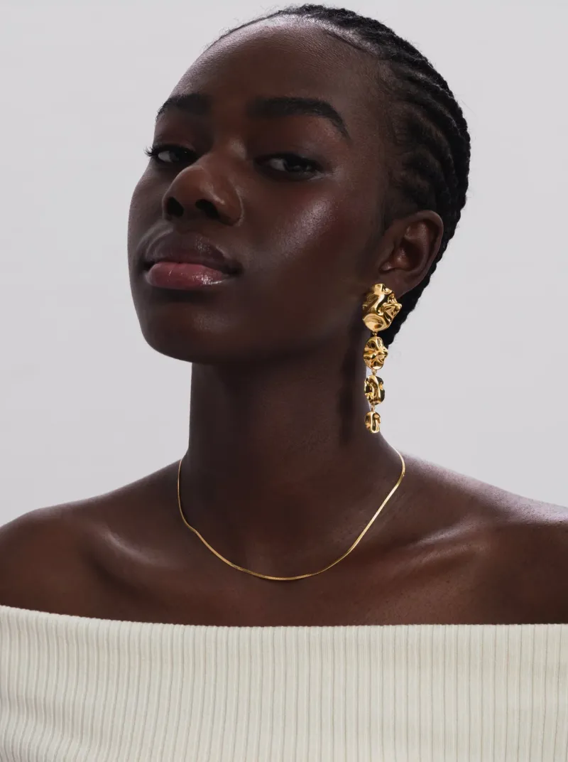 Syster P Moulded Long Single Earring Gold EG1276>Örhängen Best