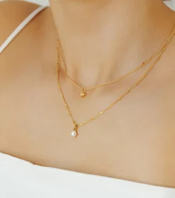 Syster P North Star Kort Guld>Halsband Sale