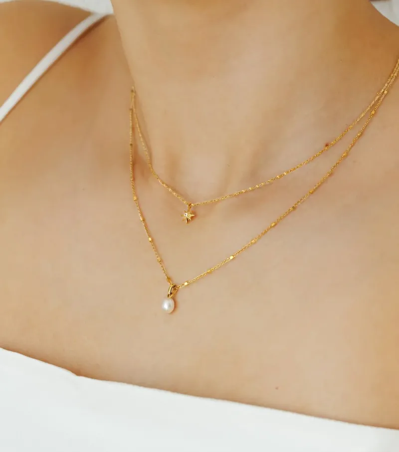 Syster P North Star Kort Guld>Halsband Sale