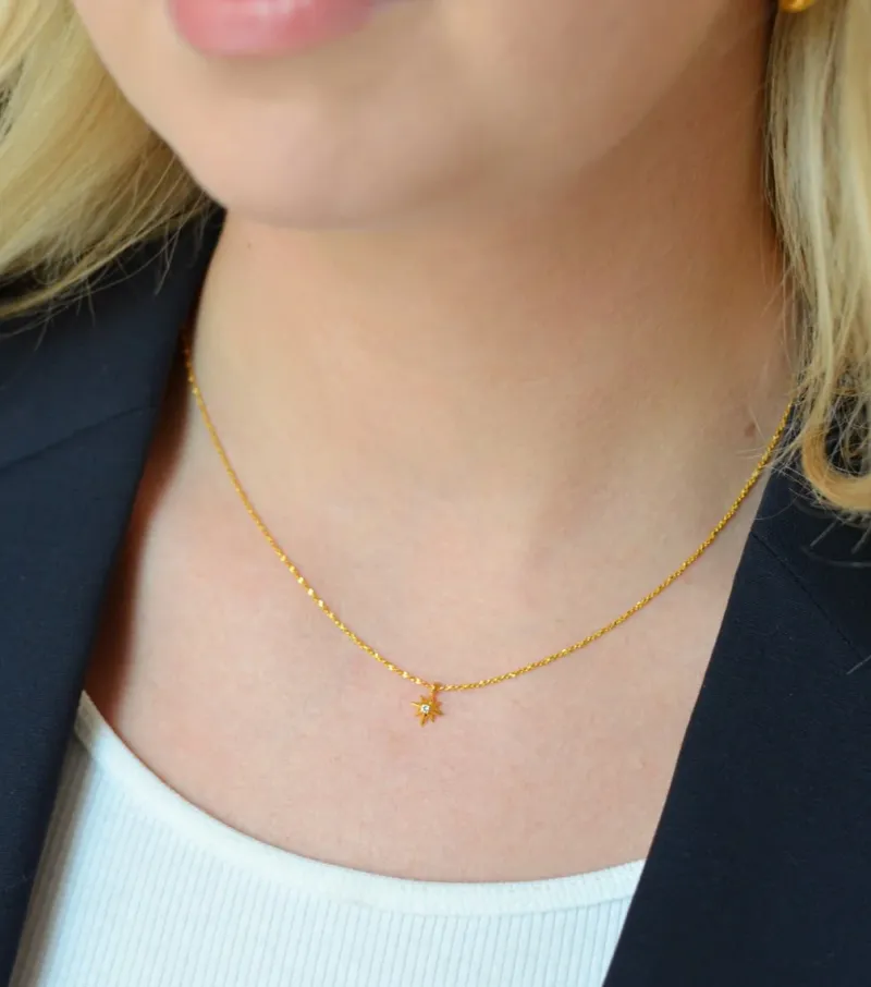 Syster P North Star Kort Guld>Halsband Sale