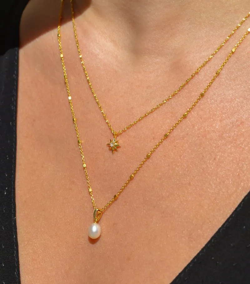 Syster P North Star Kort Guld>Halsband Sale