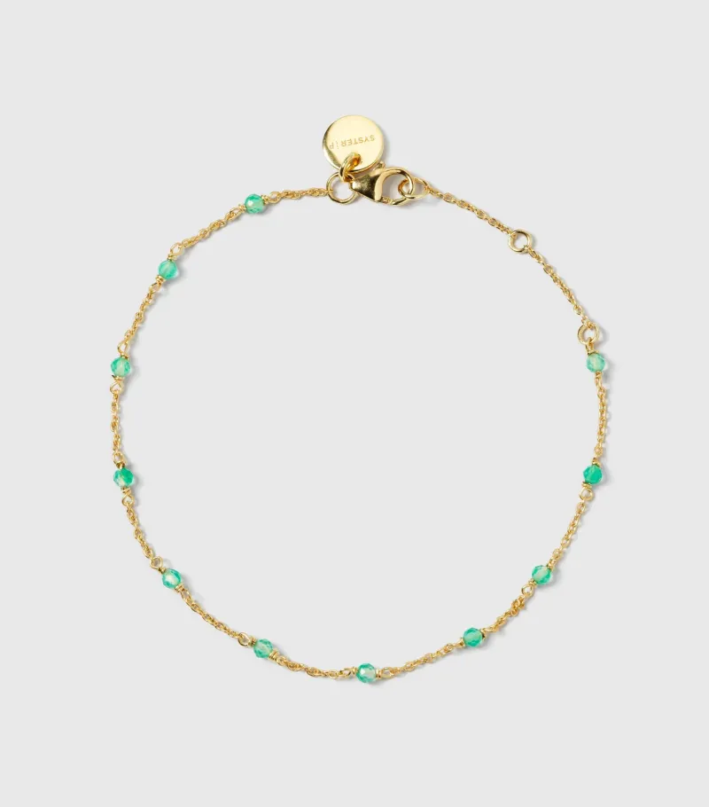 Syster P Santa Monica Guld Green Onyx>Armband