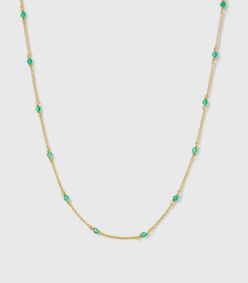 Syster P Santa Monica Guld Green Onyx>Halsband