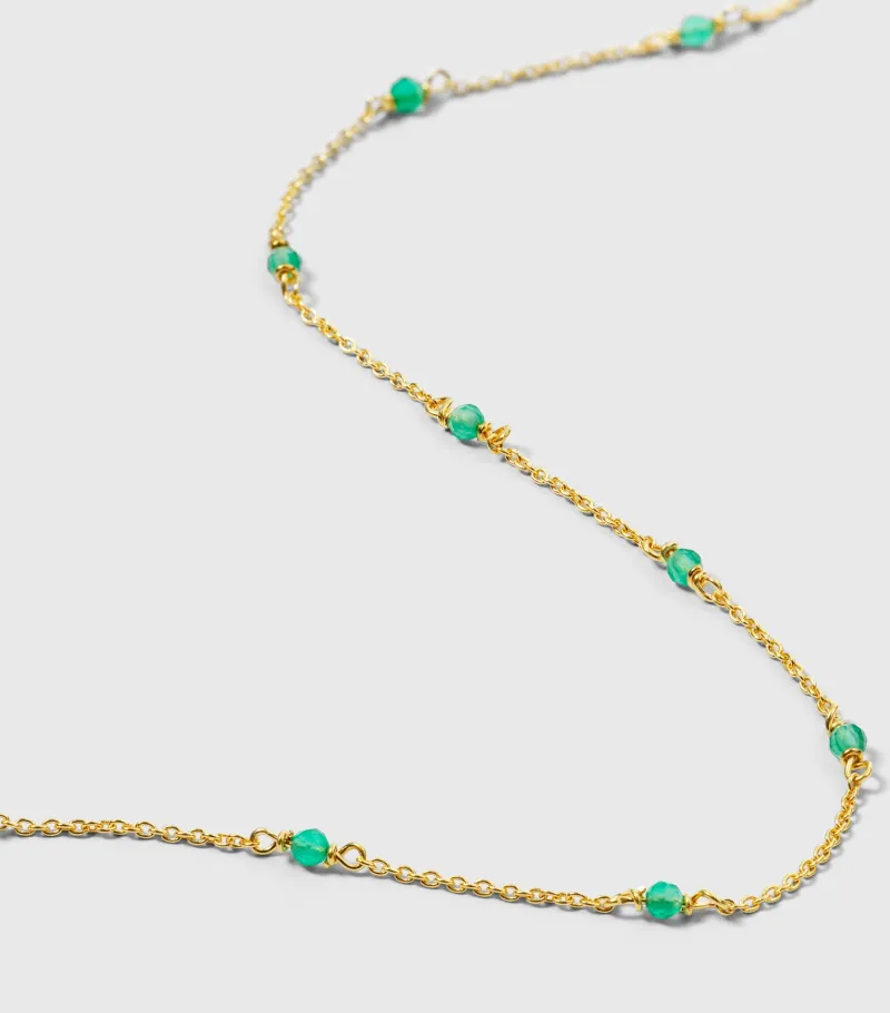 Syster P Santa Monica Guld Green Onyx>Halsband