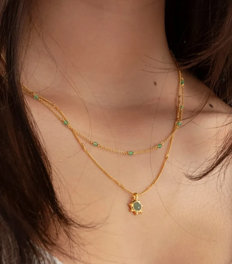 Syster P Santa Monica Guld Green Onyx>Halsband
