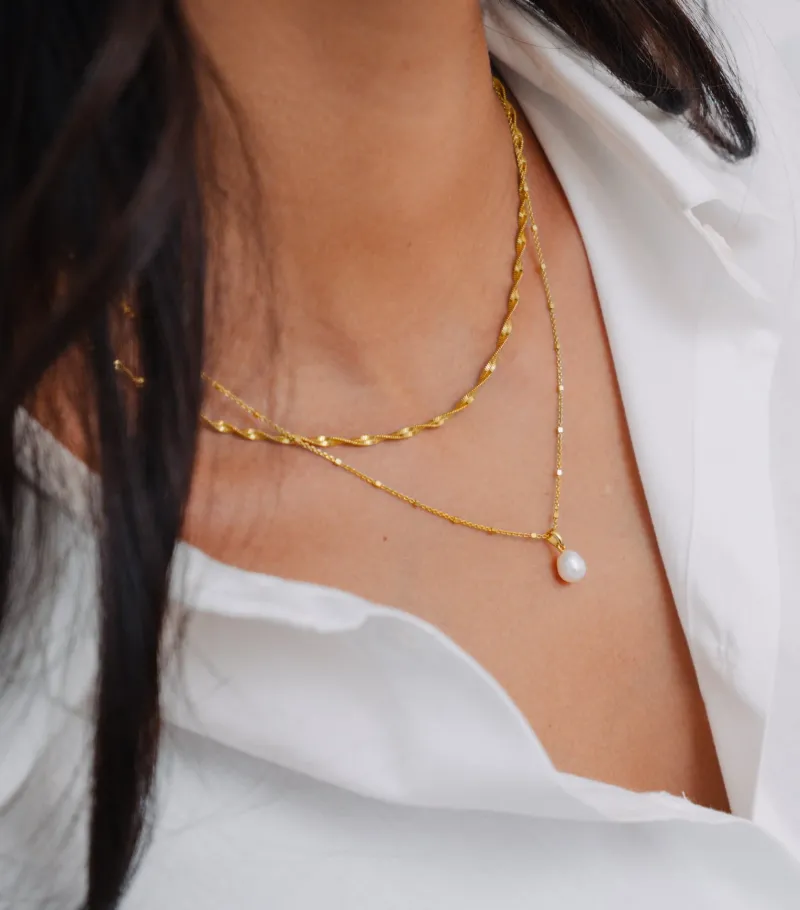 Syster P Treasure Single Pearl Guld>Halsband Hot