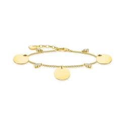 Armband med tre hängsmycke och vita stenar guld – A1962-414-39>Thomas Sabo