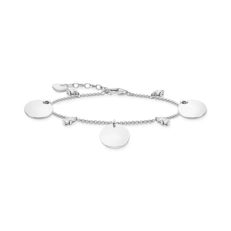 Armband med tre hängsmycke och vita stenar silver – A1962-051-21>Thomas Sabo Best