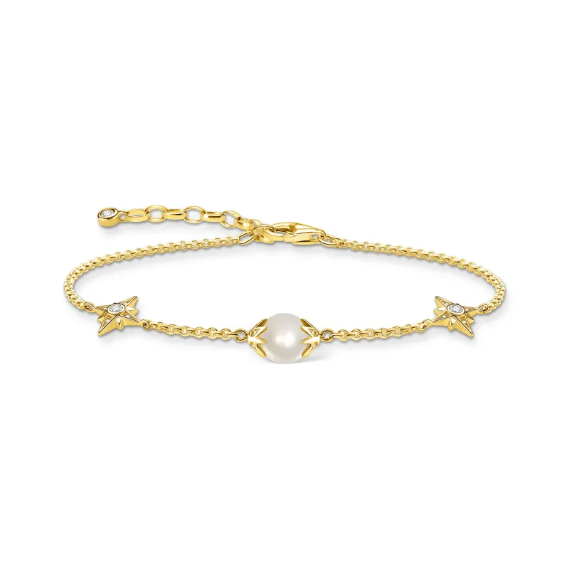 Armband pärla med stjärnor guld – A1978-445-14>Thomas Sabo Online