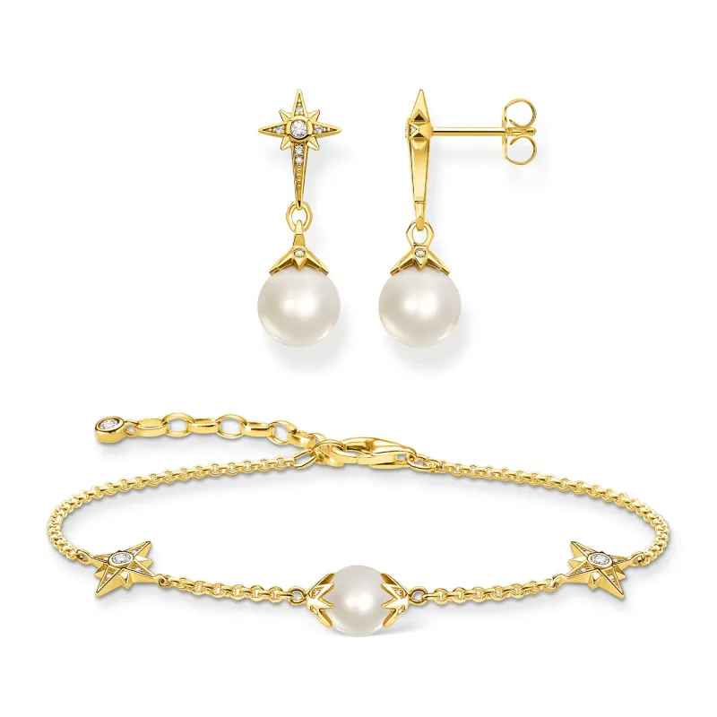 Armband pärla med stjärnor guld – A1978-445-14>Thomas Sabo Online