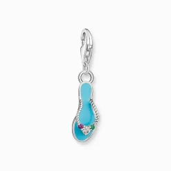 Charm-hängsmycke turkos flip-flop med färgglada stenar silver>Thomas Sabo Online