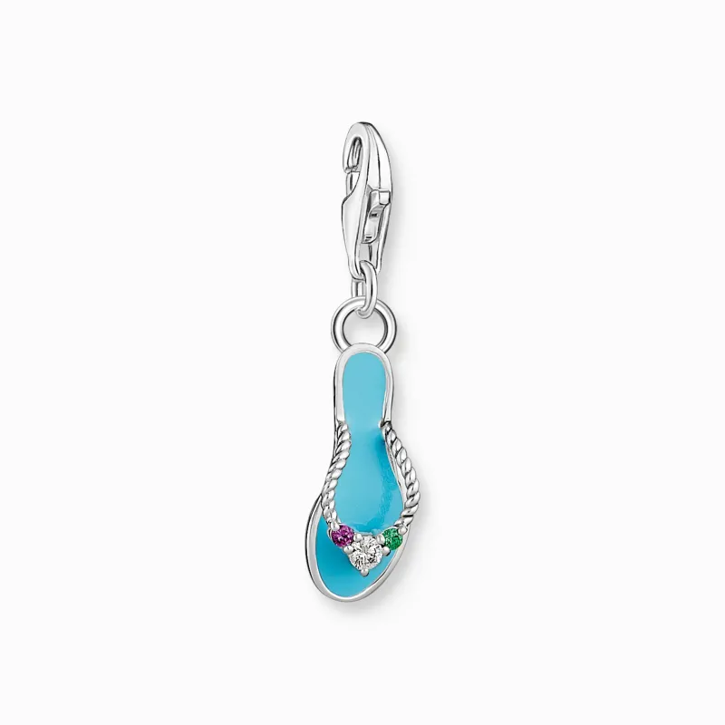 Charm-hängsmycke turkos flip-flop med färgglada stenar silver>Thomas Sabo Online