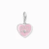 Charm-hängsmycke rosa hjärta med Best Mom silver>Thomas Sabo Clearance