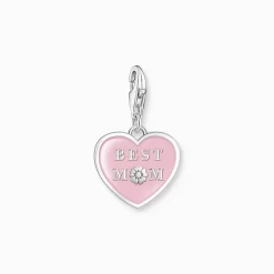 Charm-hängsmycke rosa hjärta med Best Mom silver>Thomas Sabo Clearance
