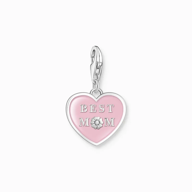 Charm-hängsmycke rosa hjärta med Best Mom silver>Thomas Sabo Clearance