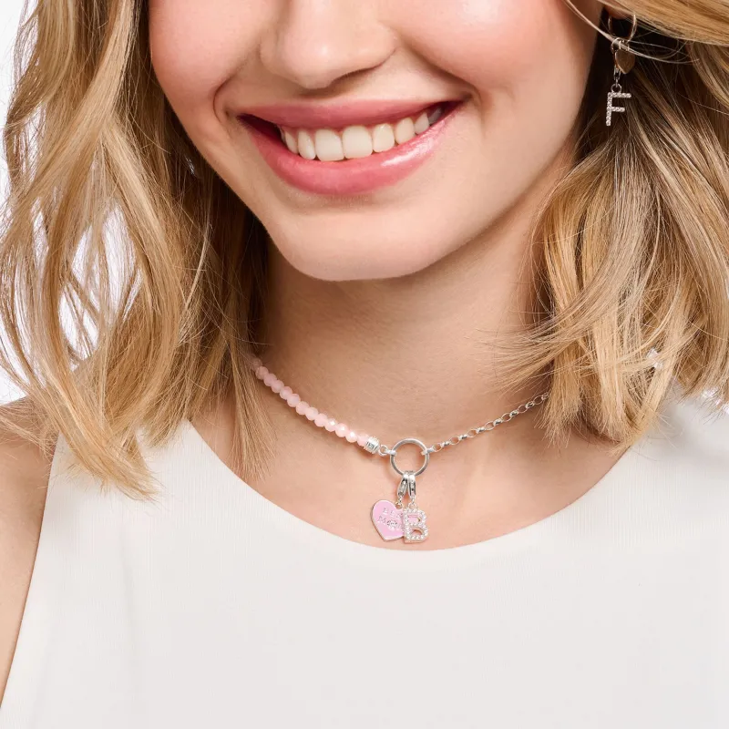 Charm-hängsmycke rosa hjärta med Best Mom silver>Thomas Sabo Clearance