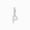 Charm-hängsmycke bokstaven P med vita stenar silver>Thomas Sabo Clearance