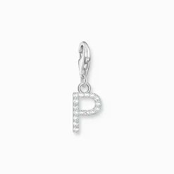 Charm-hängsmycke bokstaven P med vita stenar silver>Thomas Sabo Clearance