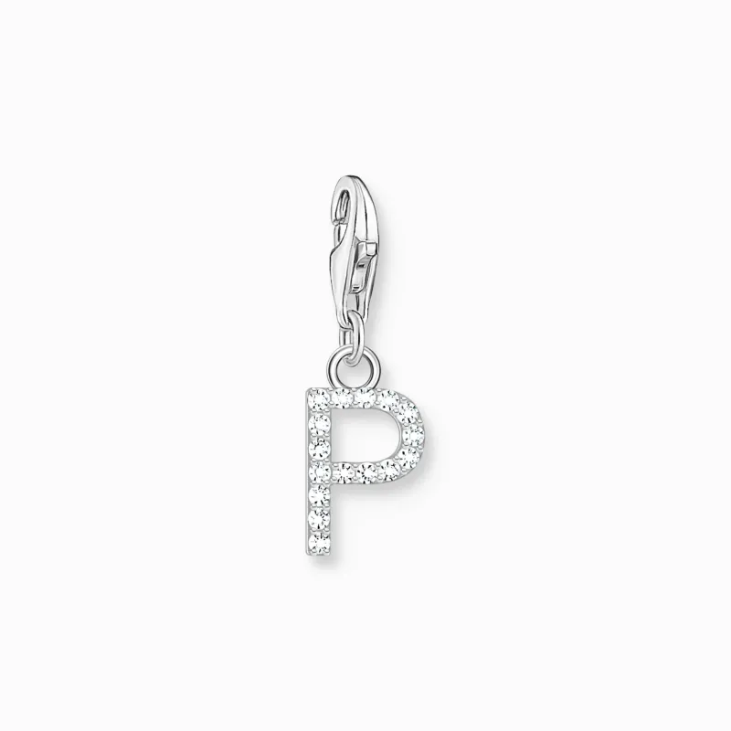 Charm-hängsmycke bokstaven P med vita stenar silver>Thomas Sabo Clearance