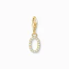 Charm-hängsmycke bokstaven O med vita stenar guldpläterad>Thomas Sabo New