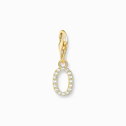 Charm-hängsmycke bokstaven O med vita stenar guldpläterad>Thomas Sabo New