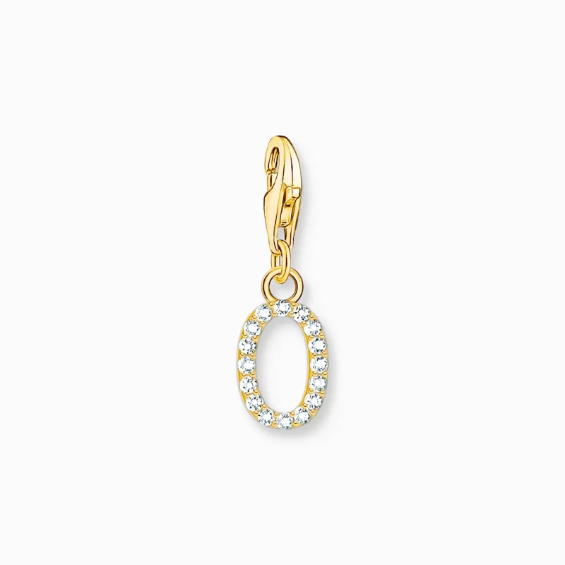 Charm-hängsmycke bokstaven O med vita stenar guldpläterad>Thomas Sabo New