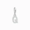 Charm-hängsmycke bokstaven Q med vita stenar silver>Thomas Sabo Hot