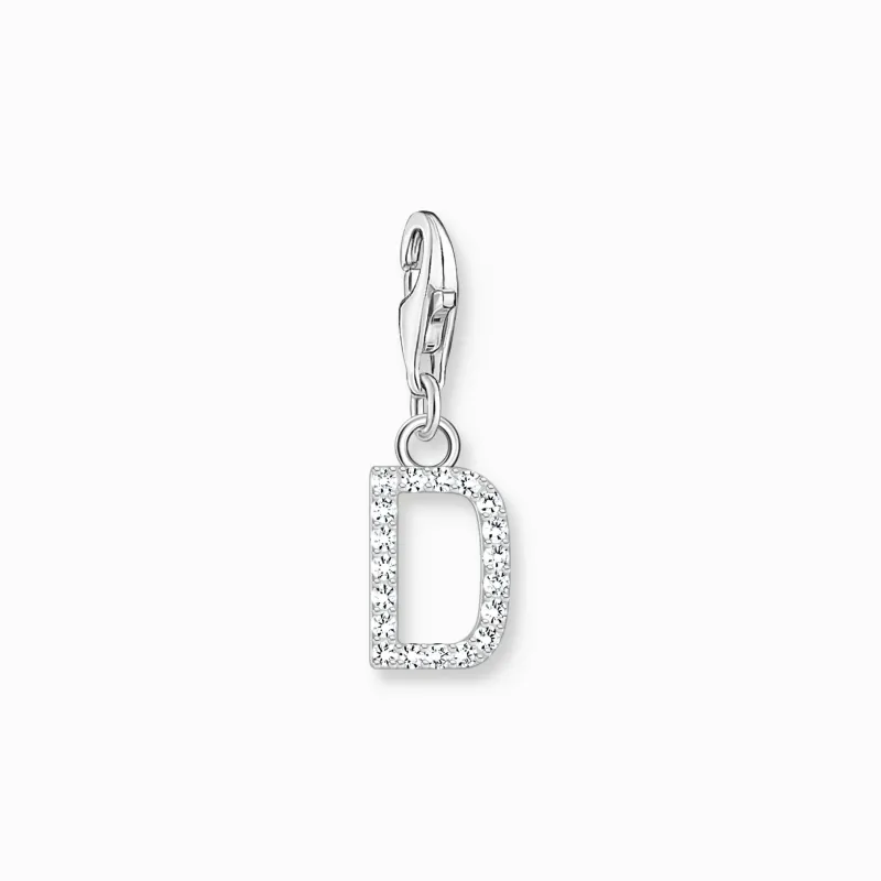 Charm-hängsmycke bokstaven D med vita stenar silver>Thomas Sabo Hot