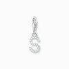 Charm-hängsmycke bokstaven S med vita stenar silver>Thomas Sabo Clearance