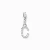 Charm-hängsmycke bokstaven C med vita stenar silver>Thomas Sabo